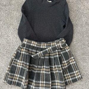 Hanna Banana Gray Top and Plaid Skirt Set